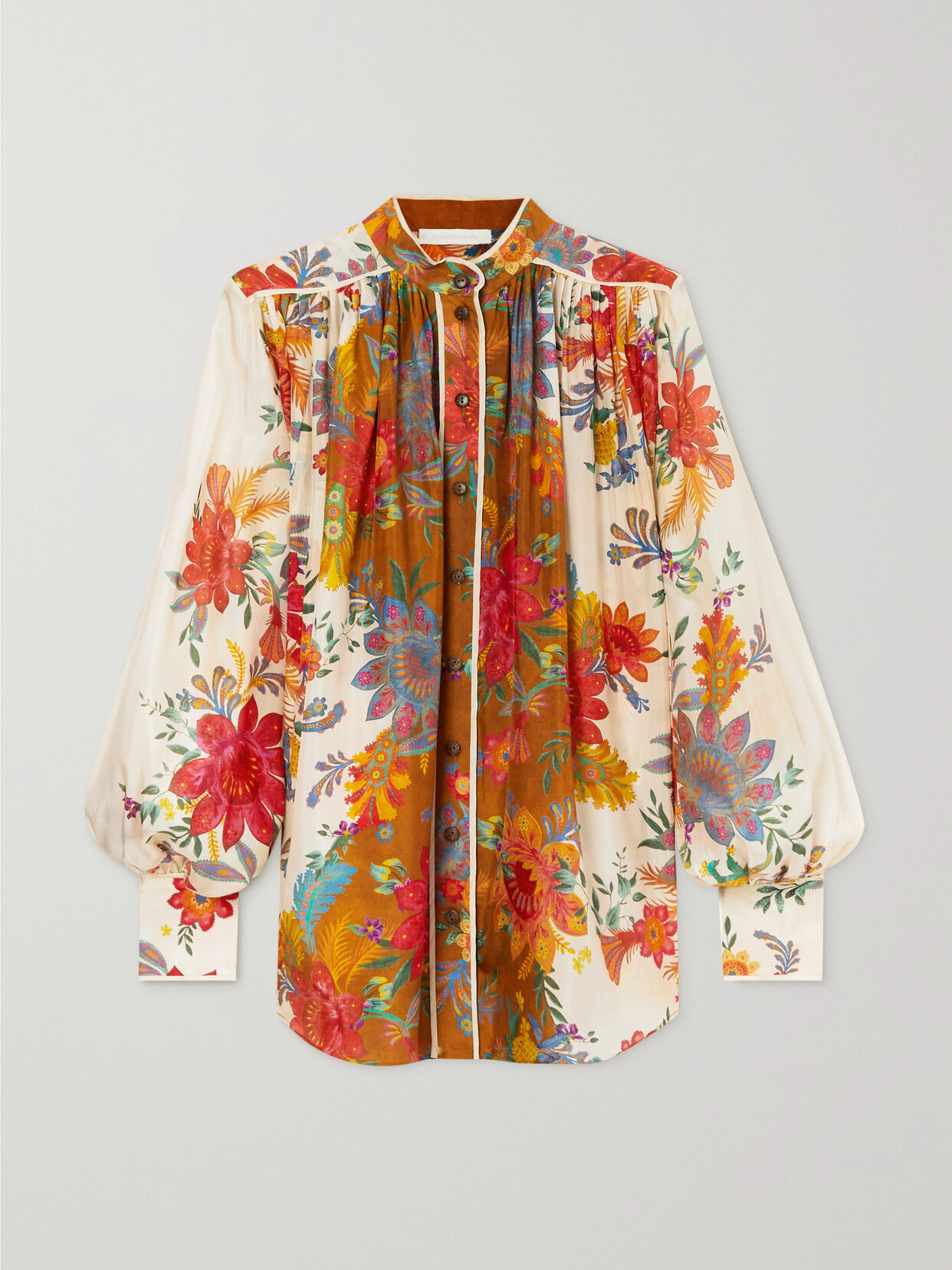 Zimmermann - Ginger Floral-print Silk Blouse - Orange