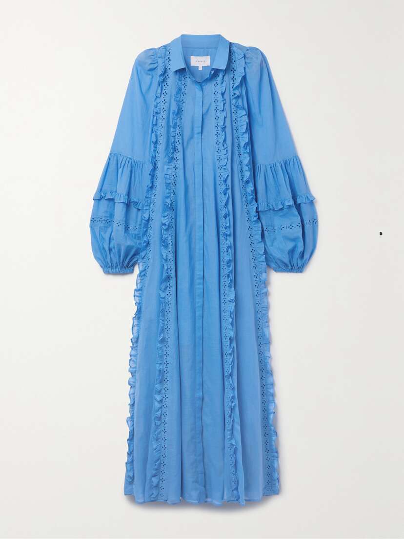 Joslin + Net Sustain Olympia Oversized Broderie Anglaise Organic Cotton-voile Maxi Dress - UK 14