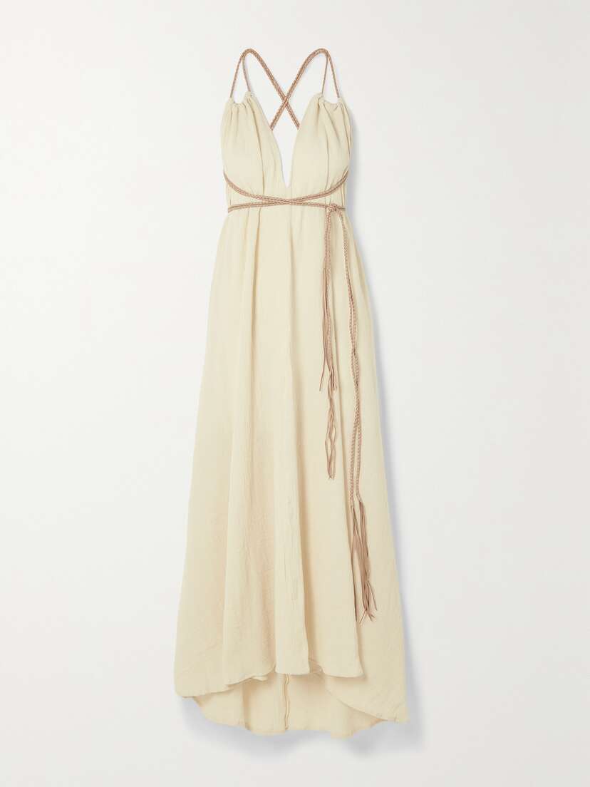 Caravana + Net Sustain Mahahual Leather-trimmed Cotton-gauze Maxi Dress