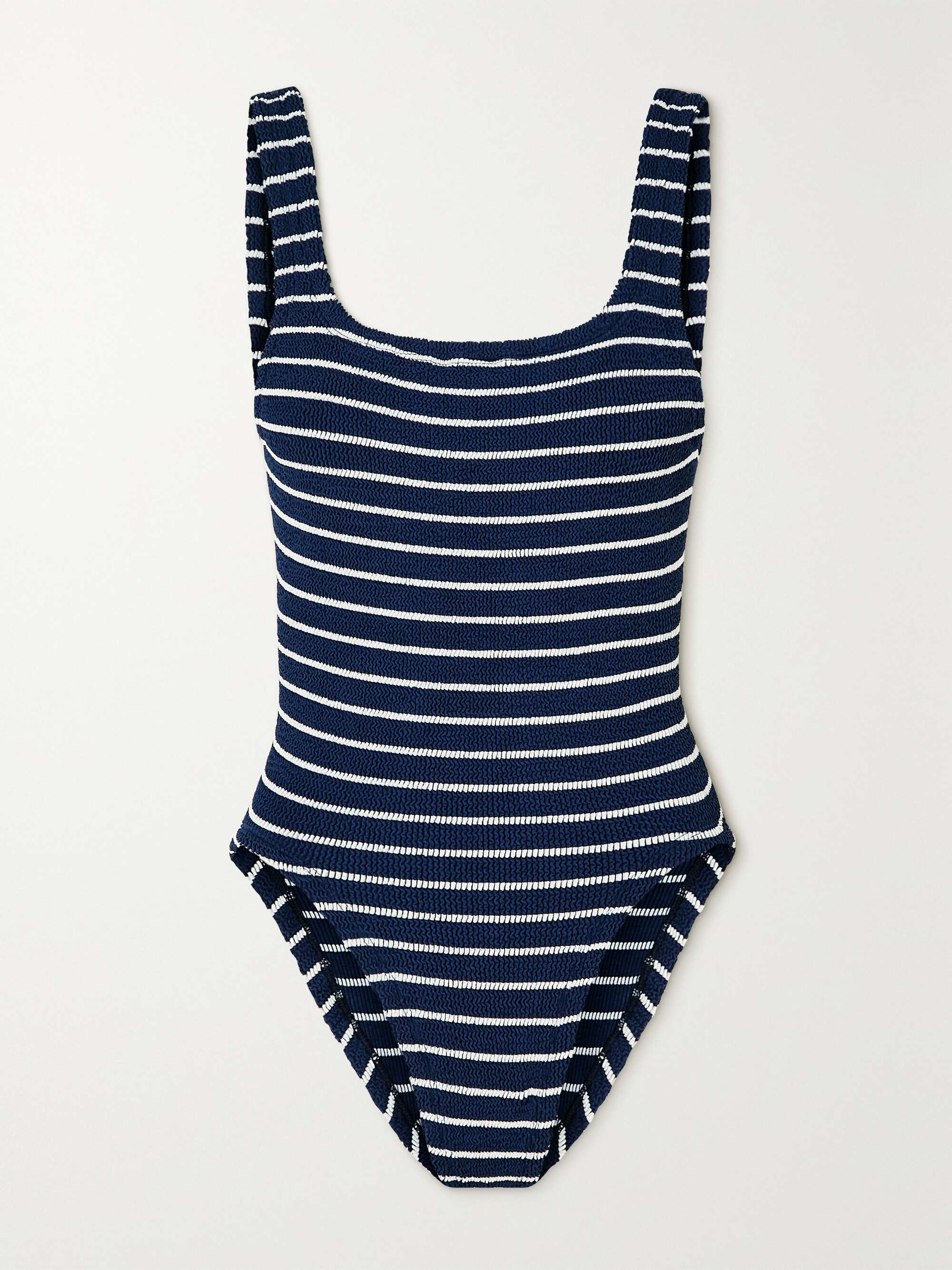 HUNZA G + NET SUSTAIN striped seersucker swimsuit | NET-A-PORTER