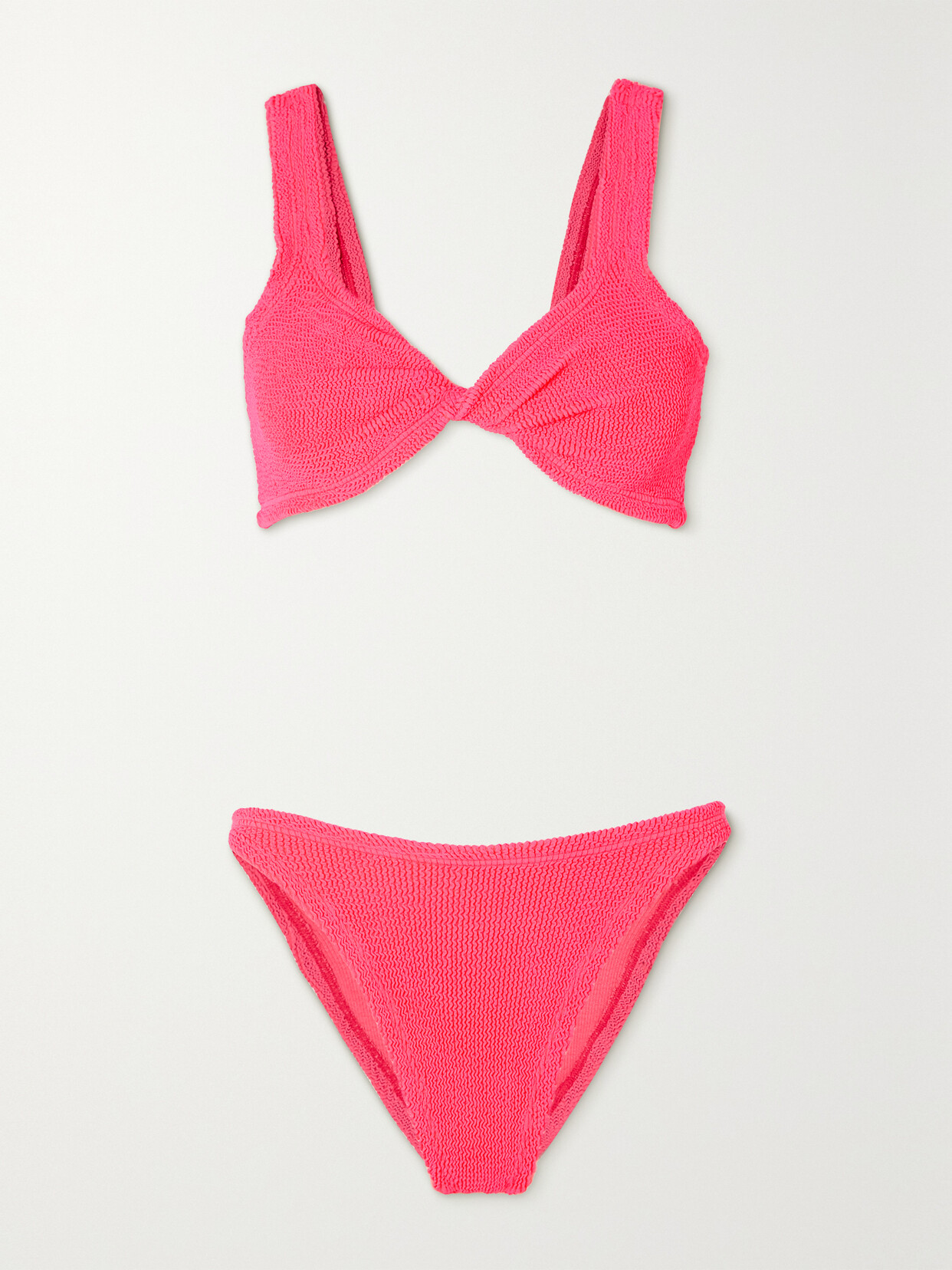 Hunza G + Net Sustain Juno Twist-front Seersucker Bikini