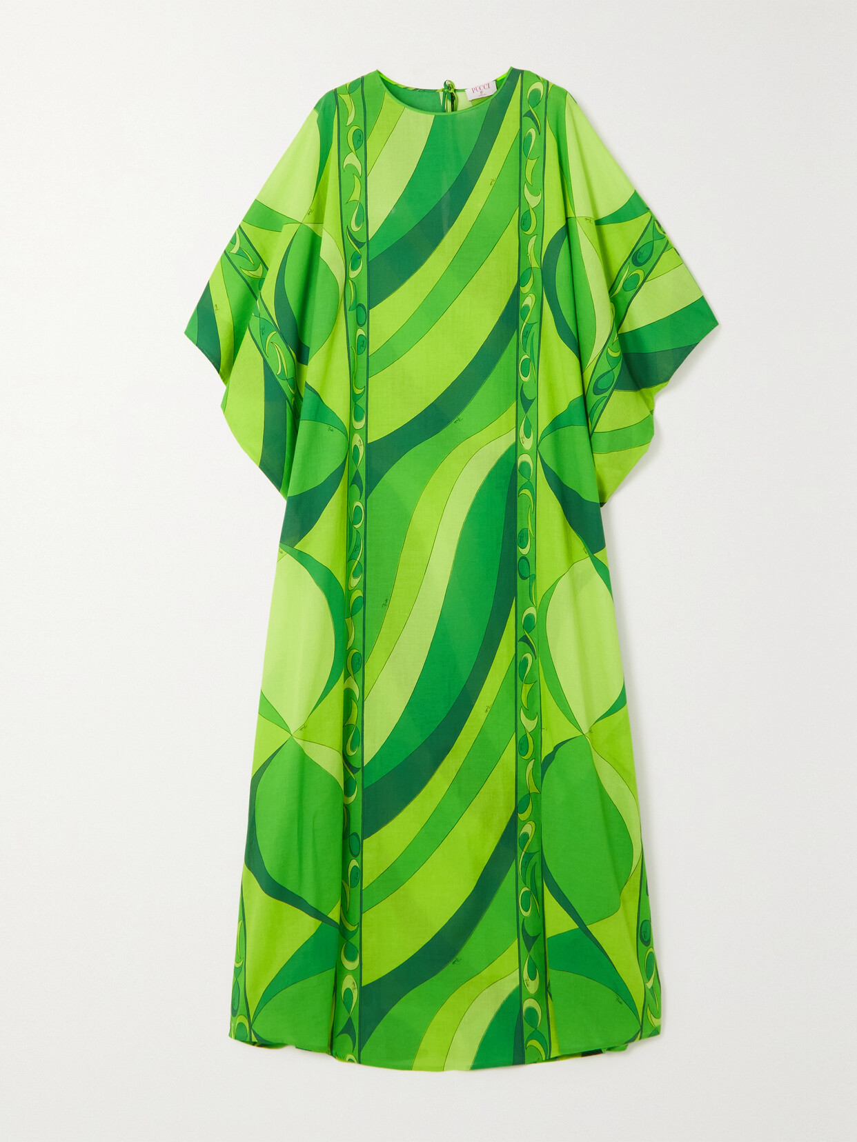 Pucci Pesci棉质薄纱长款罩衫式连衣裙 In Green