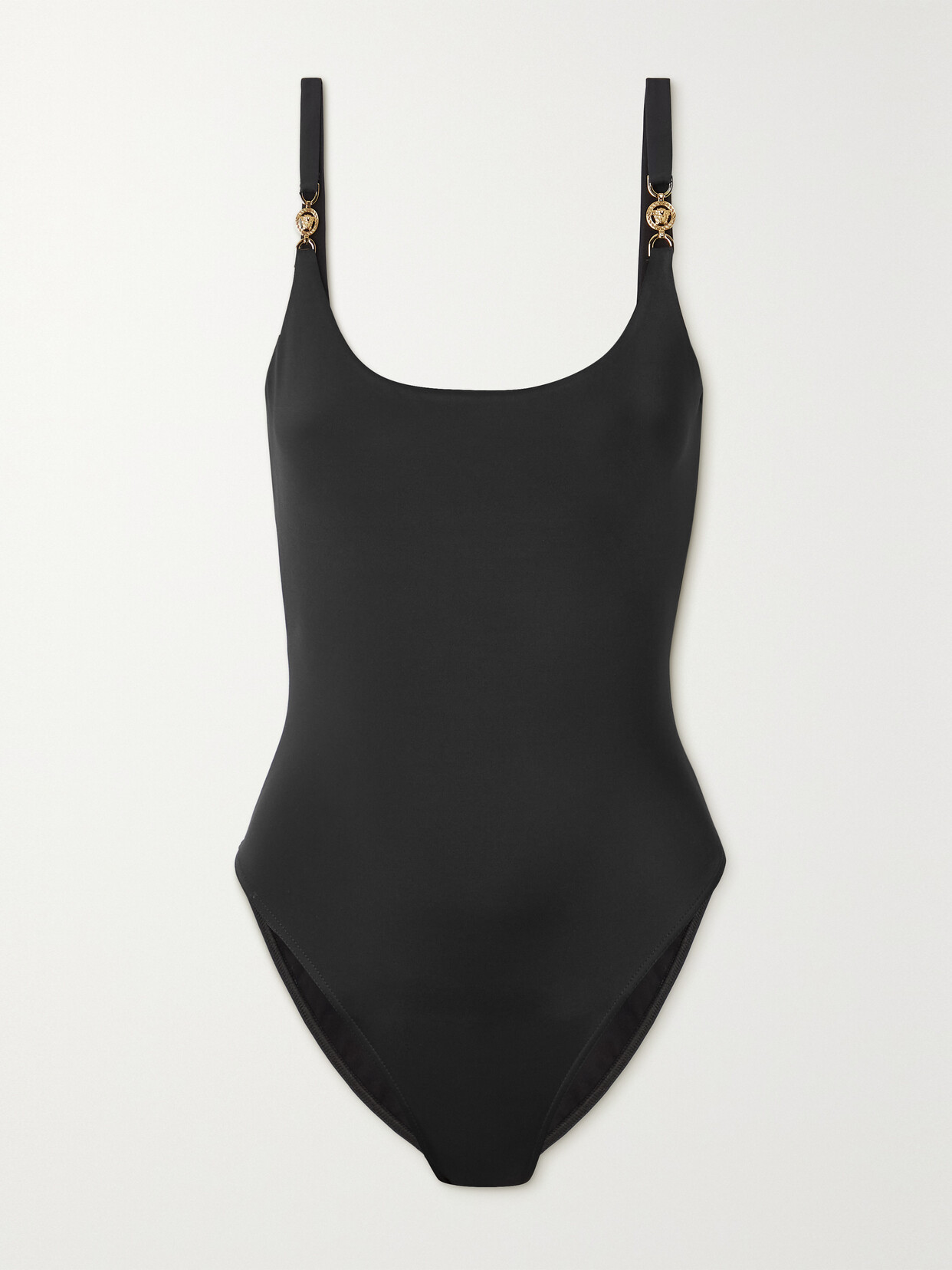 Versace Medusa Biggie Embellished Swimsuit In Black