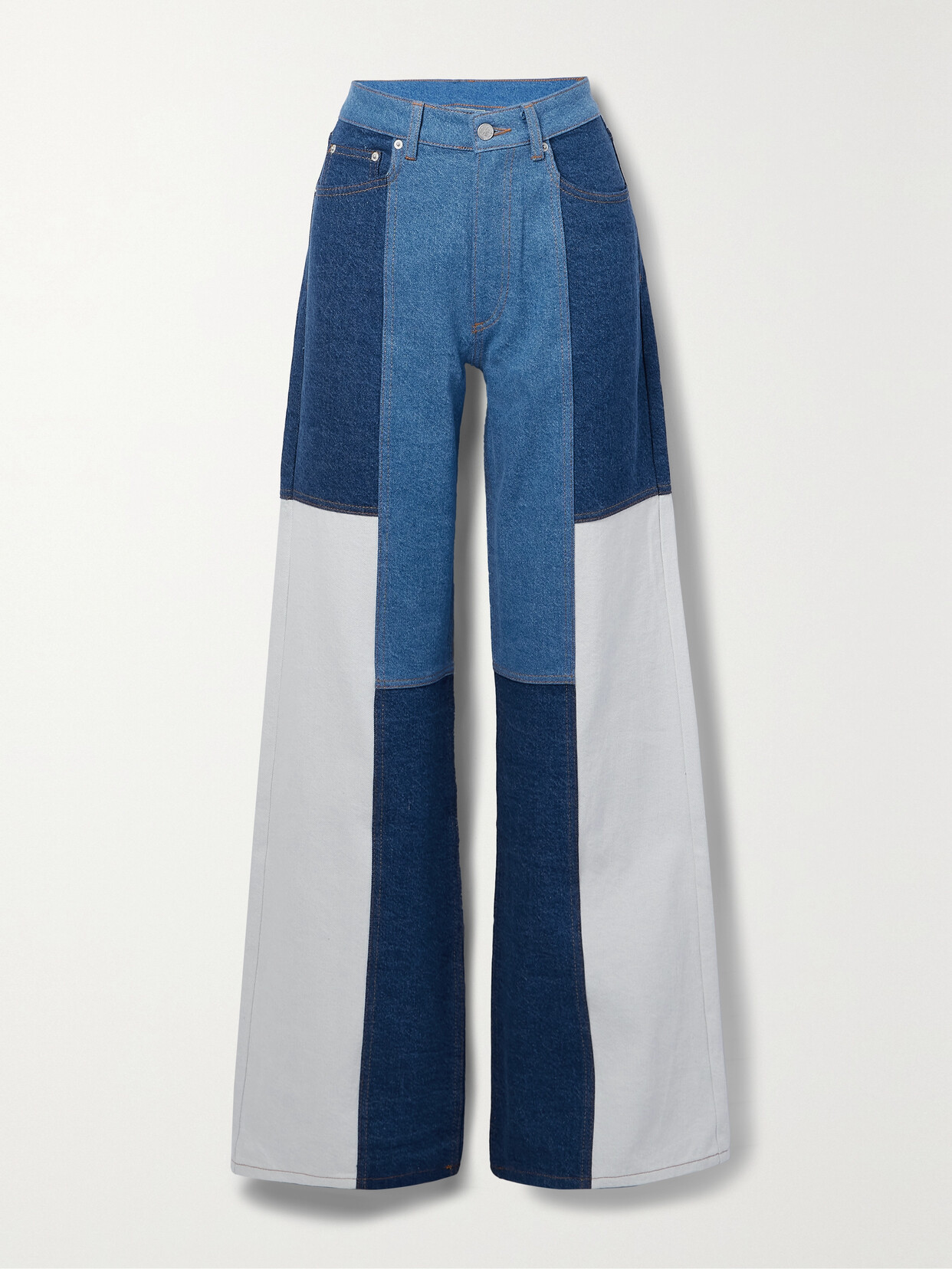 Farm Rio - Patchwork High-rise Wide-leg Jeans - Blue