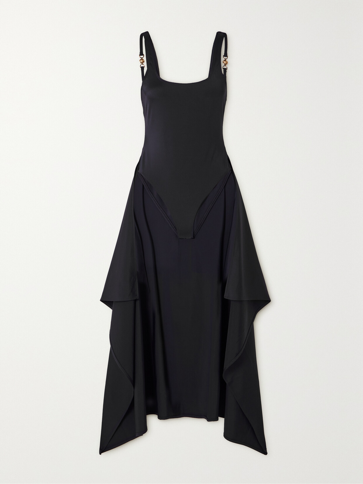 Versace Embellished Draped Swimsuit - Black