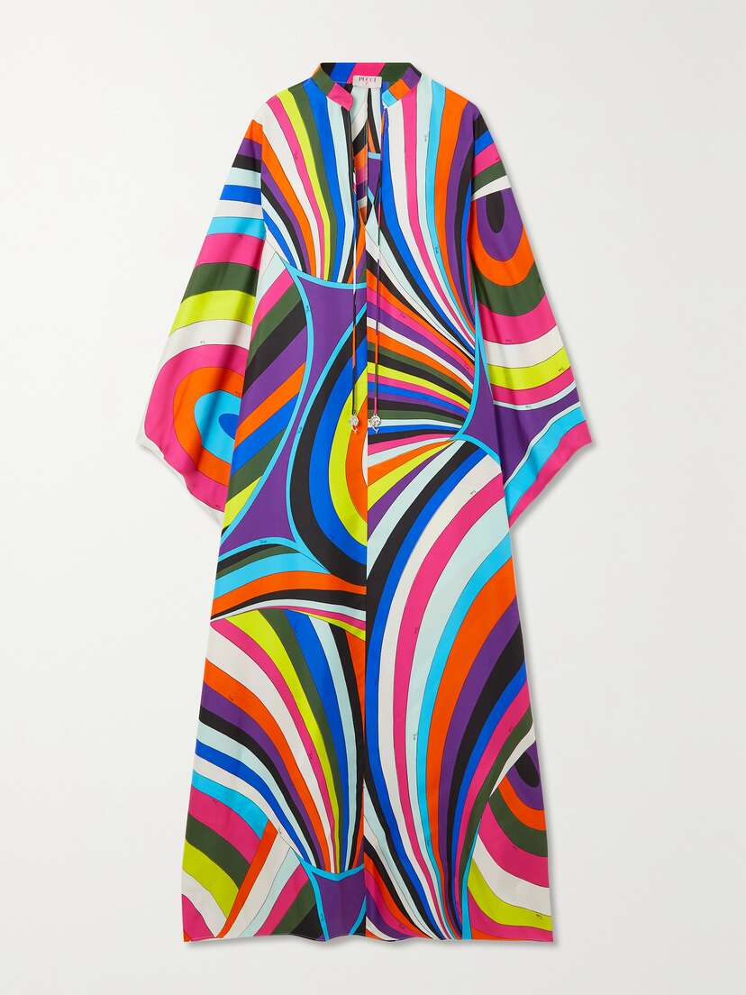 PUCCI Draped Printed Silk-twill Kaftan