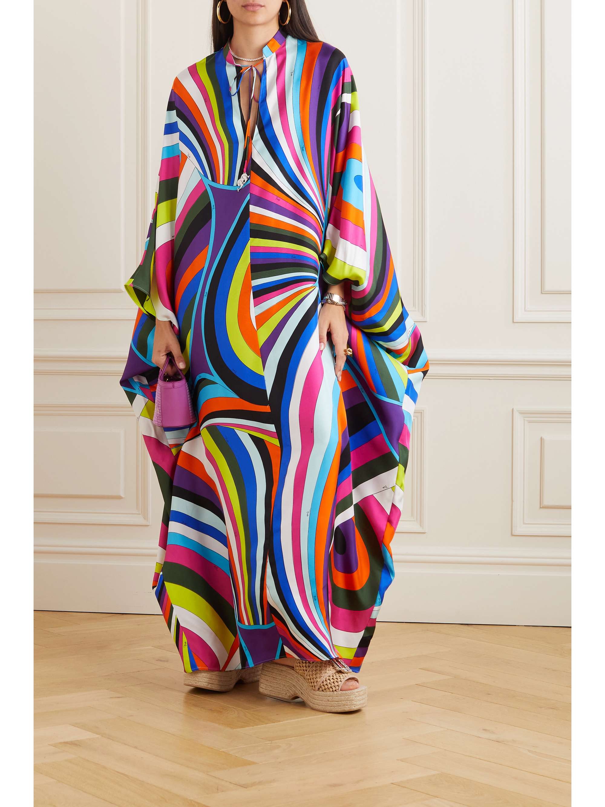 PUCCI Draped printed silk-twill kaftan | NET-A-PORTER