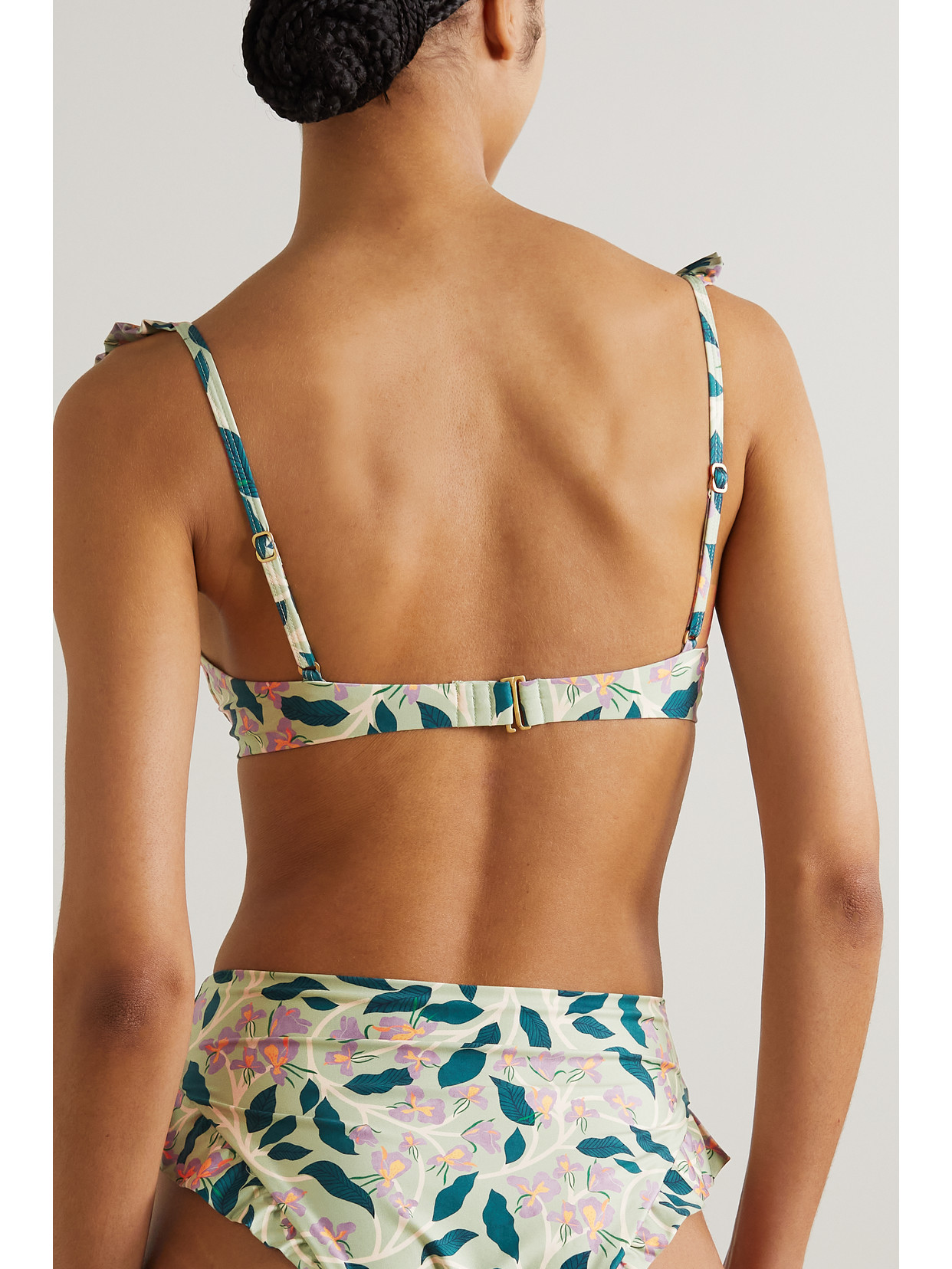 Shop Agua By Agua Bendita + Net Sustain Kiwi Ruffled Floral-print Recycled Underwired Bikini Top In Multi