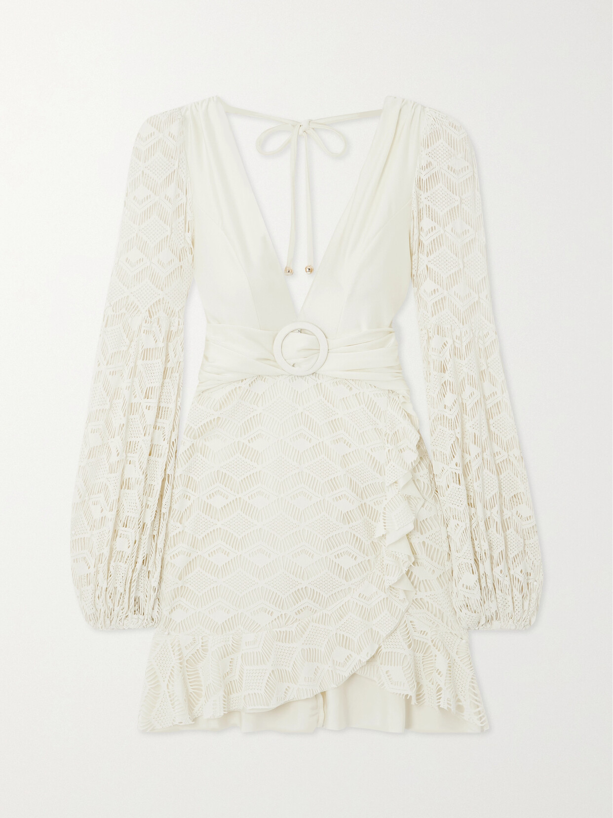 Patbo Crochet Plunge Mini Dress In Ivory