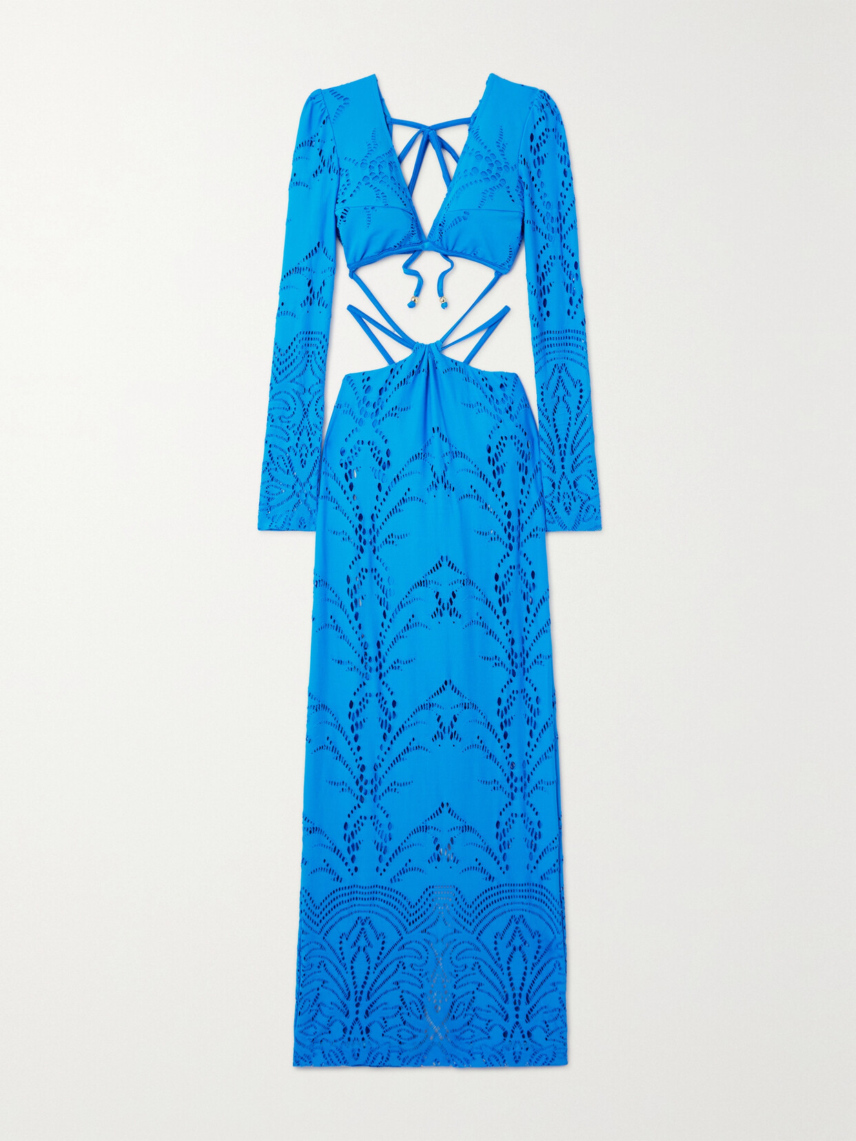PatBO Cutout Stretch-broderie Anglaise Midi Dress - Blue