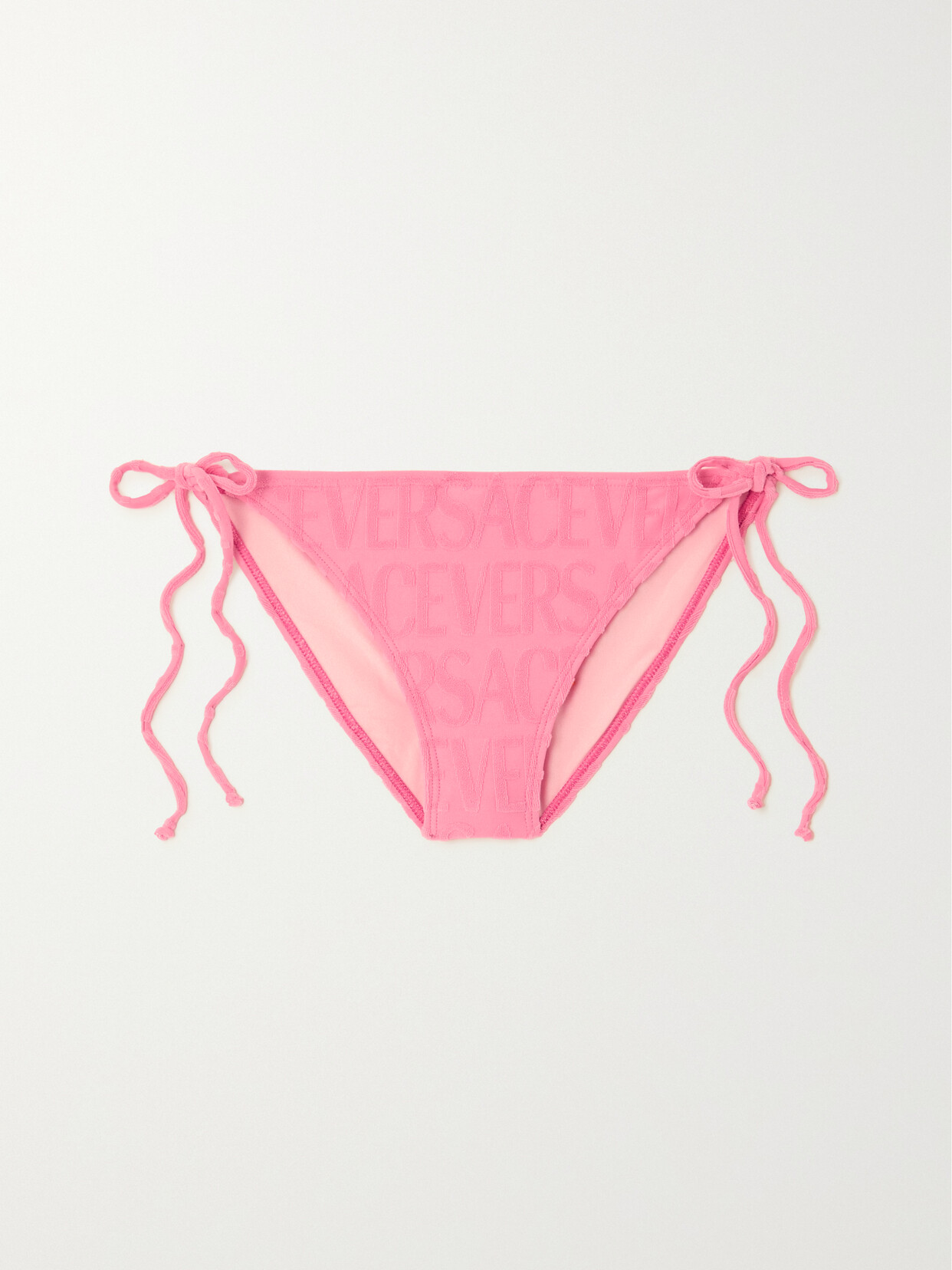 Versace X Dua Lipa Allover Towel Bikini Bottoms In Pink