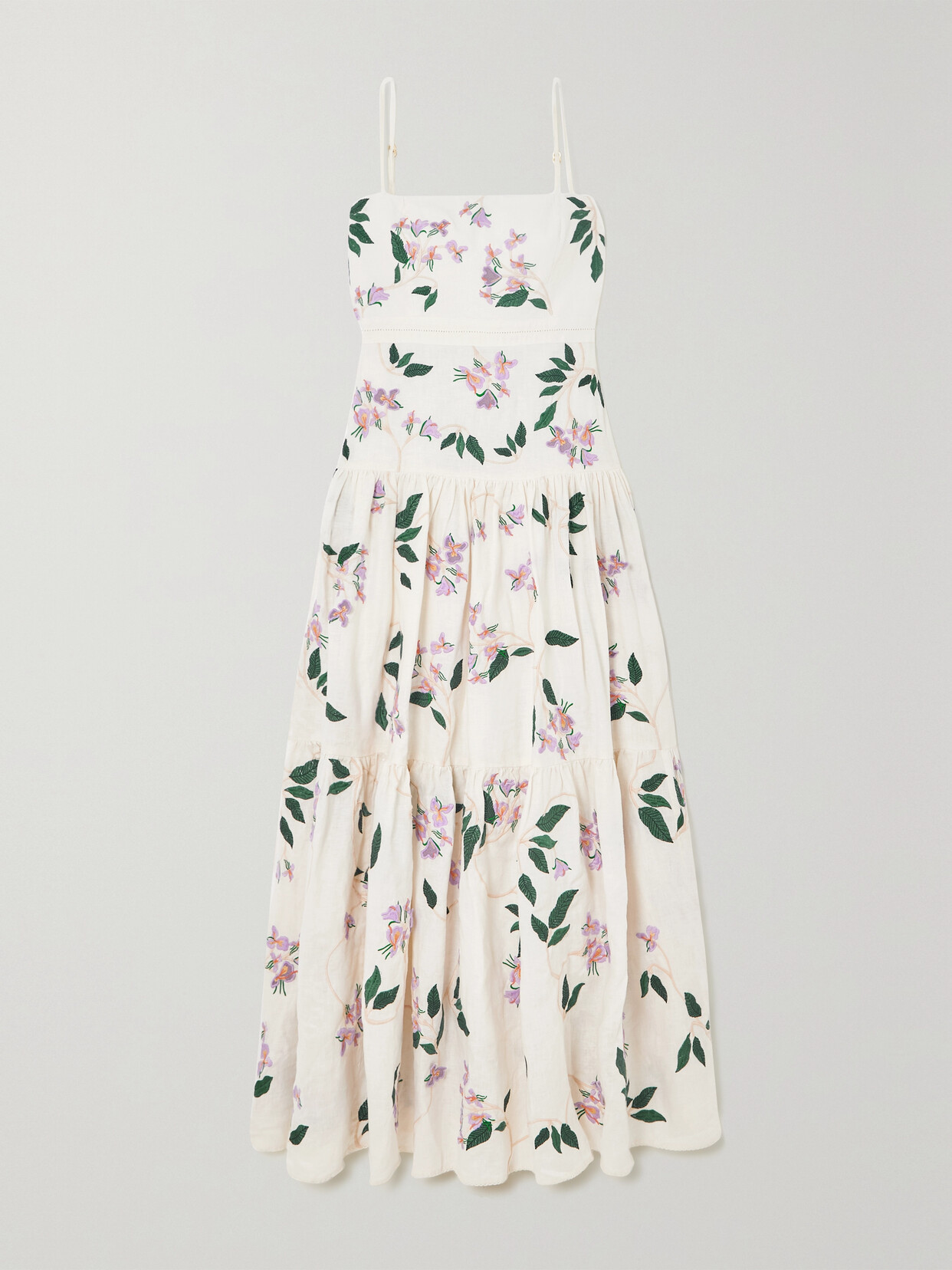 Agua by Agua Bendita + Net Sustain Lima Tiered Embroidered Linen Maxi Dress