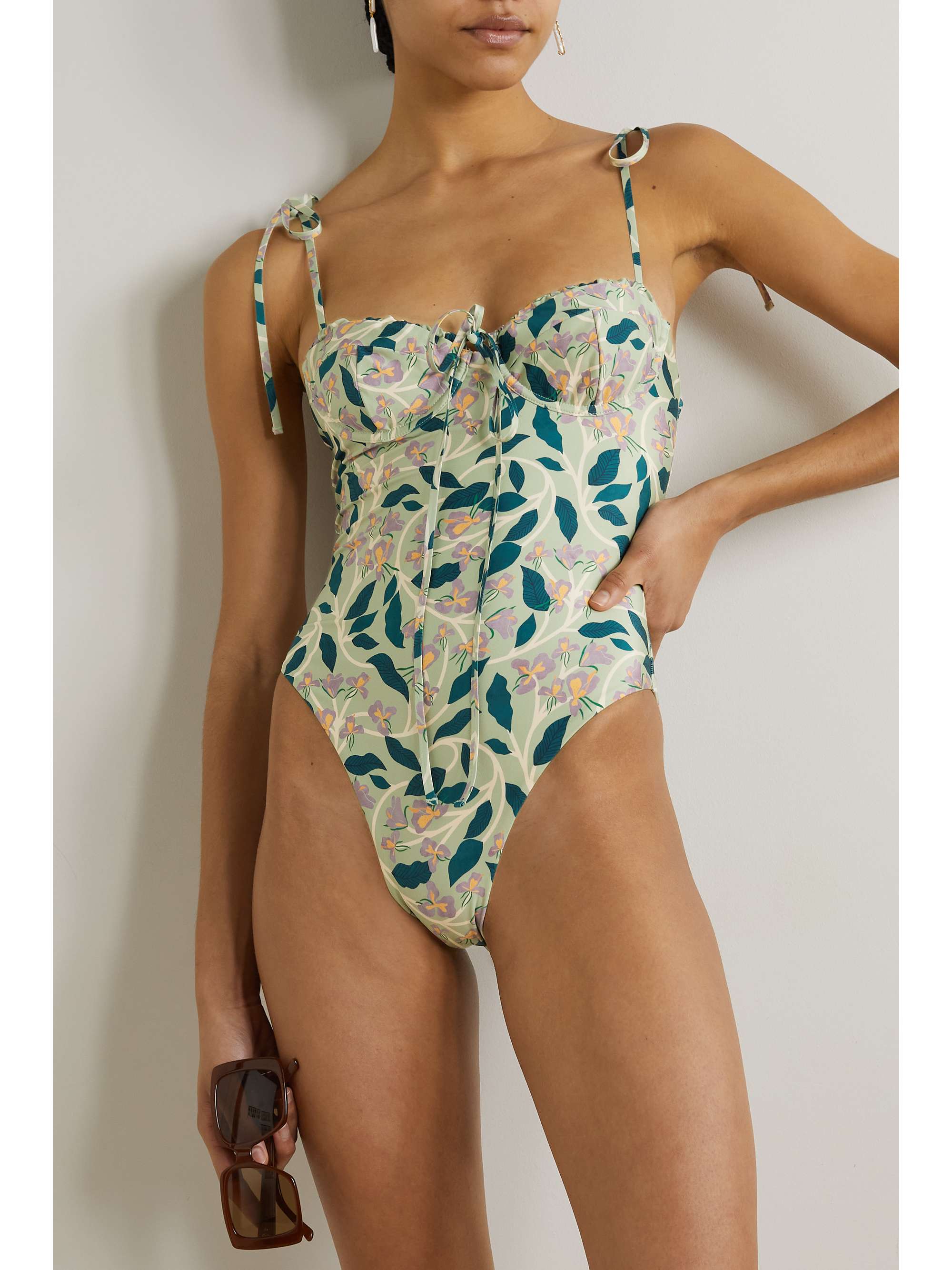 AGUA BY AGUA BENDITA Ébano floral-print recycled underwired swimsuit