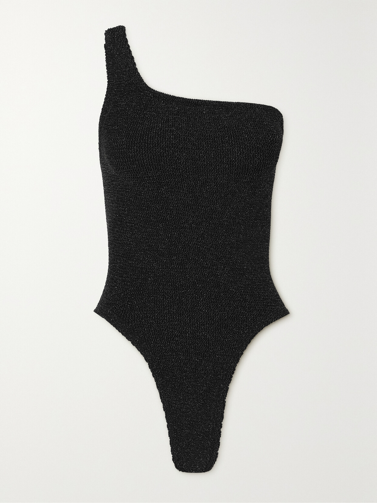 Hunza G Nancy Metallic Seersucker Swimsuit In Black