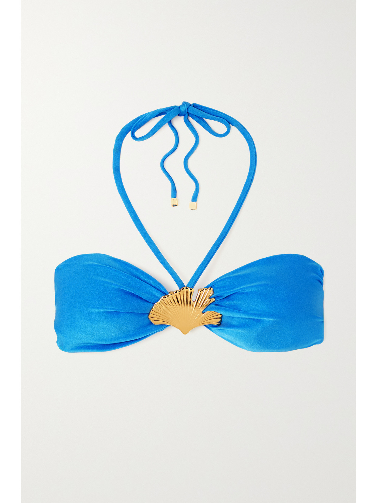 PatBO Ocean Leaf Embellished Halterneck Bandeau Bikini Top - Unknown