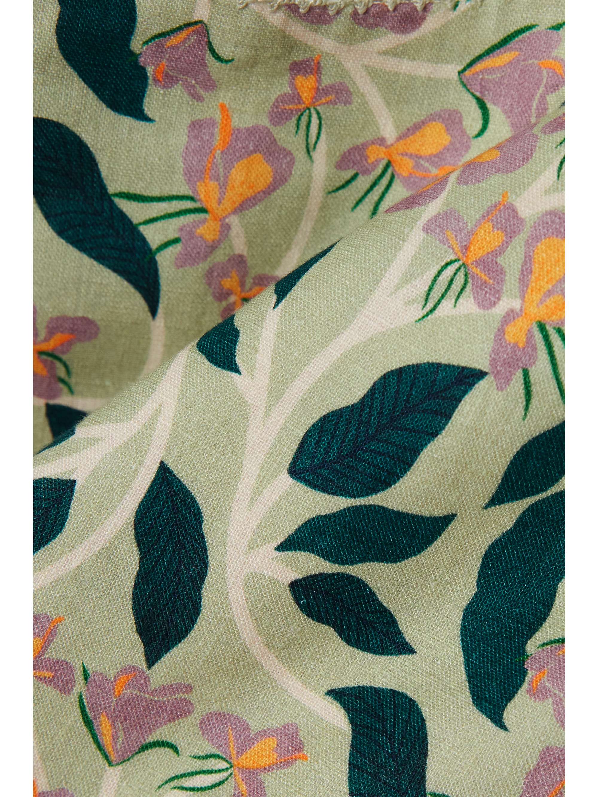 AGUA BY AGUA BENDITA Nova cropped floral-print linen blouse