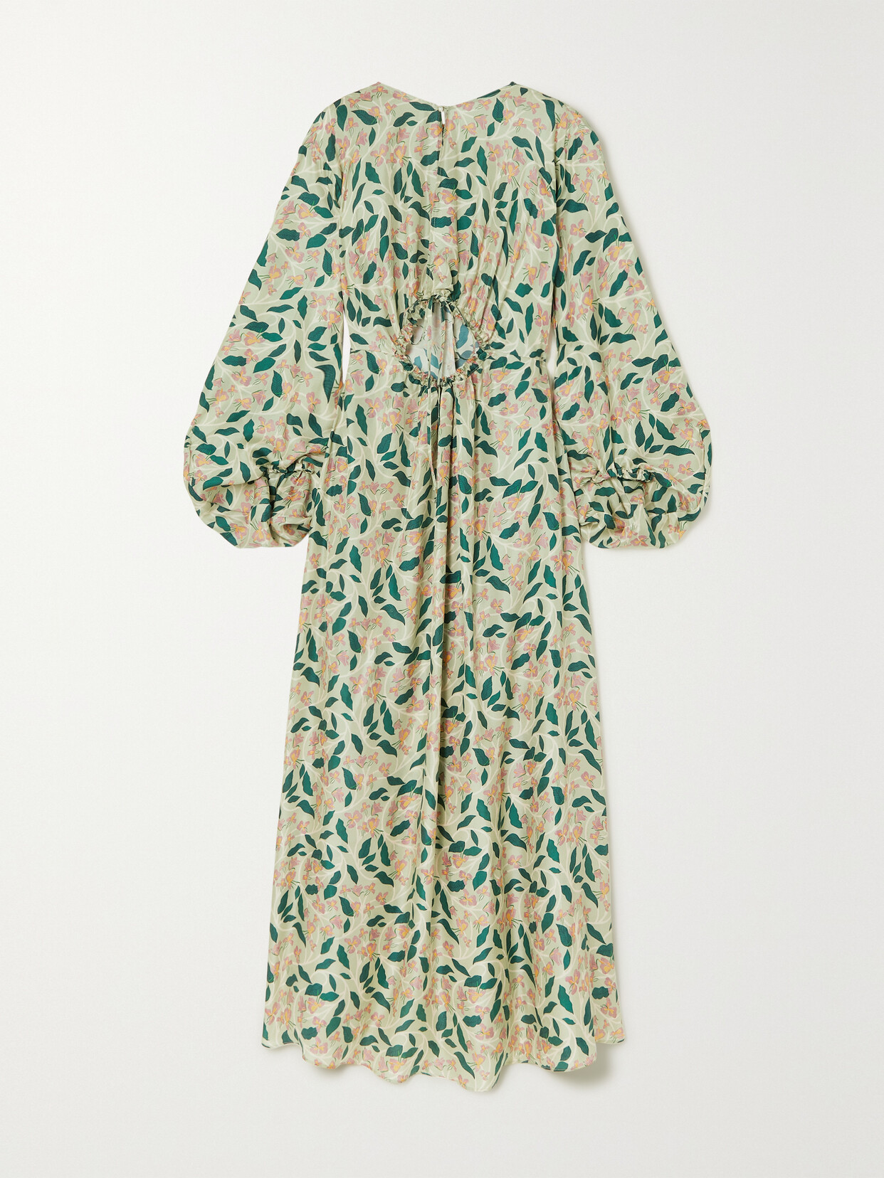 Agua by Agua Bendita + Net Sustain Cutout Floral-print Silk Kaftan - Green