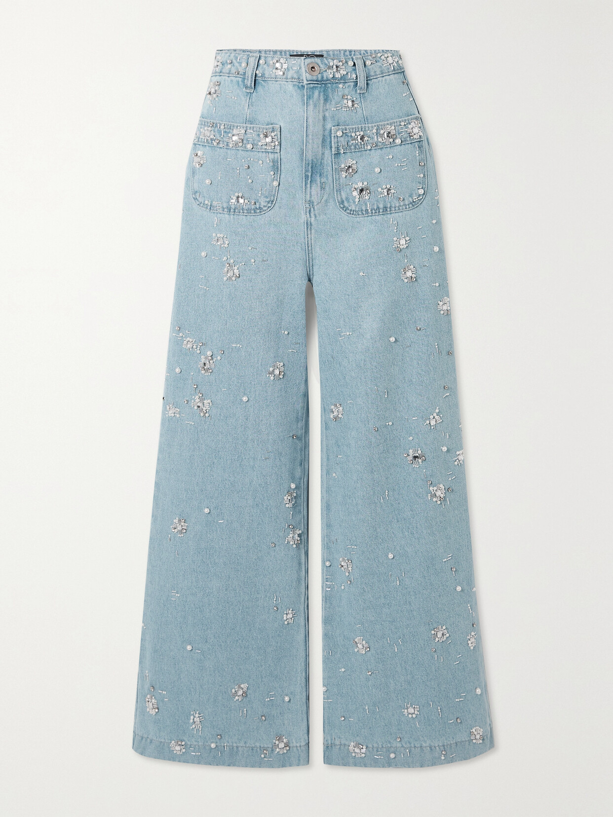 PatBO - Embellished Wide-leg Jeans - Blue