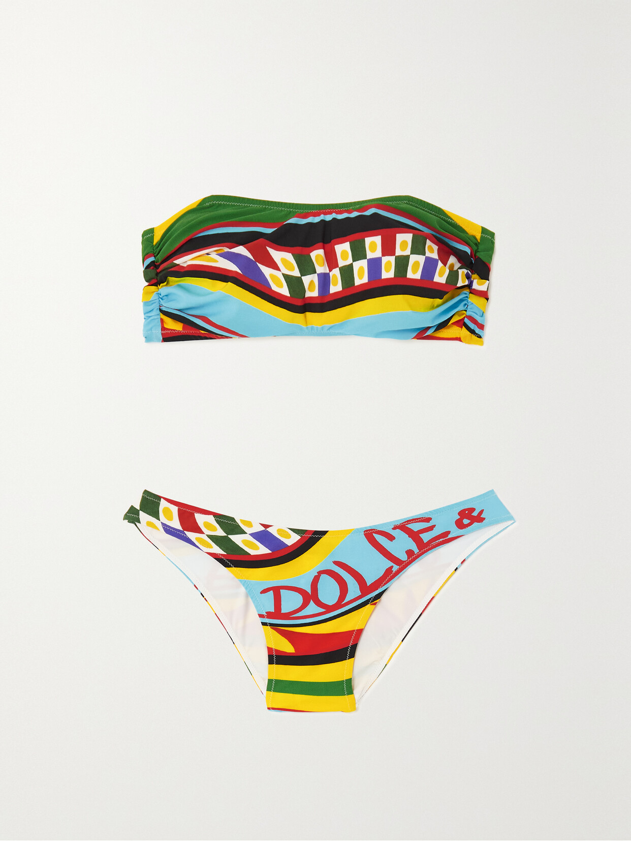 Dolce & Gabbana Printed Bandeau Bikini - Blue