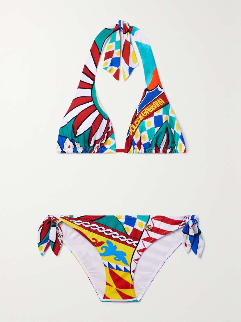 Dolce & Gabbana Carretto Printed Triangle Bikini