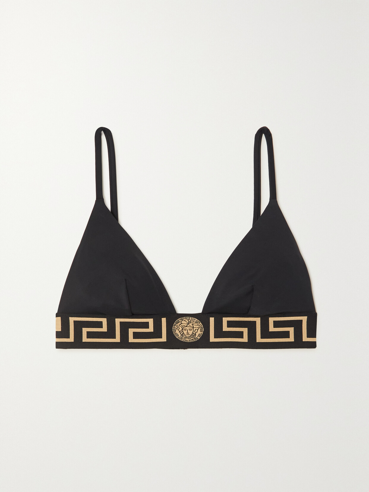 Versace Vita Jacquard-trimmed Bikini Top - Black