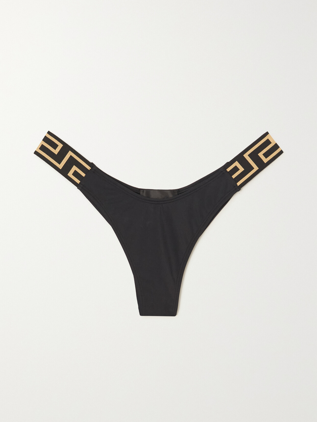 Versace - Vita Jacquard-trimmed Bikini Briefs - Black