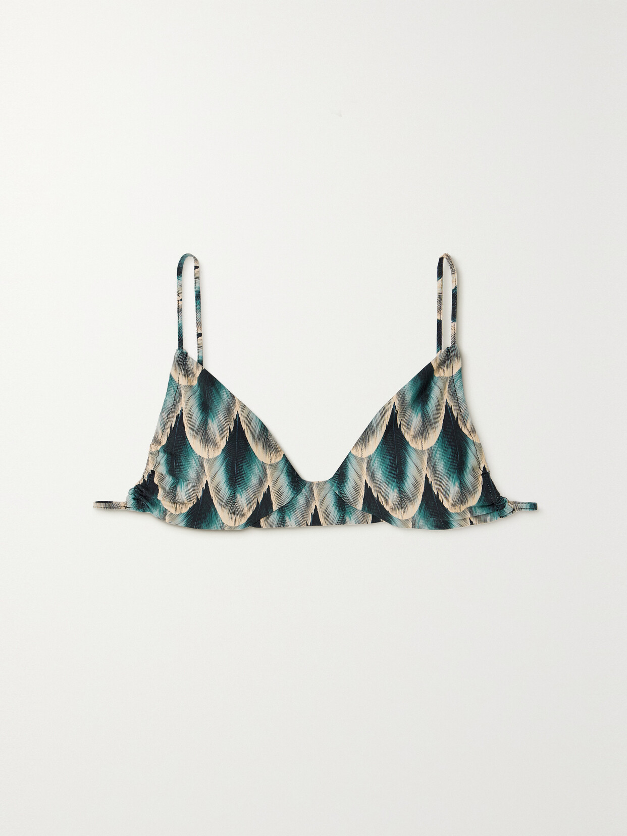 AGUA BY AGUA BENDITA + NET SUSTAIN TERESA PLUMA PRINTED RECYCLED TRIANGLE BIKINI TOP