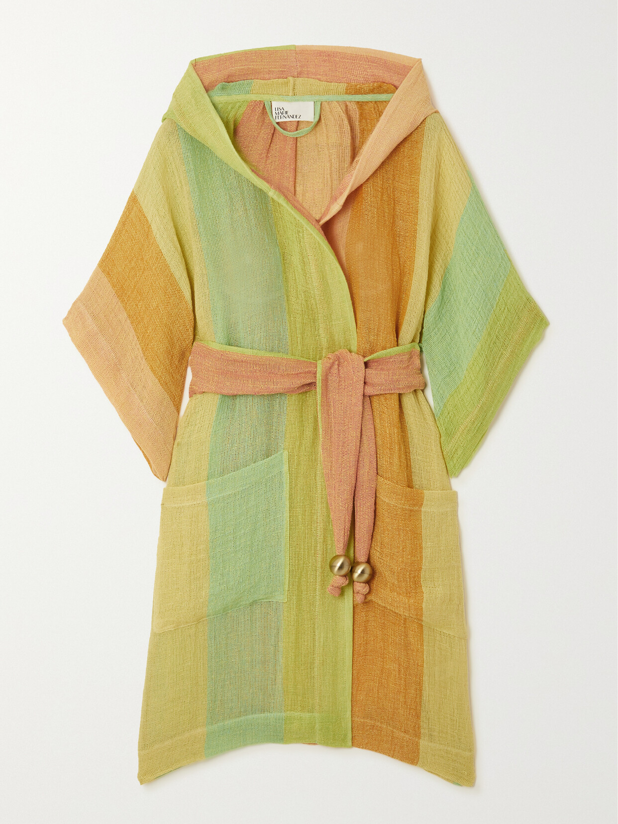 Lisa Marie Fernandez - + Net Sustain Belted Striped Linen-blend Gauze Robe - Yellow