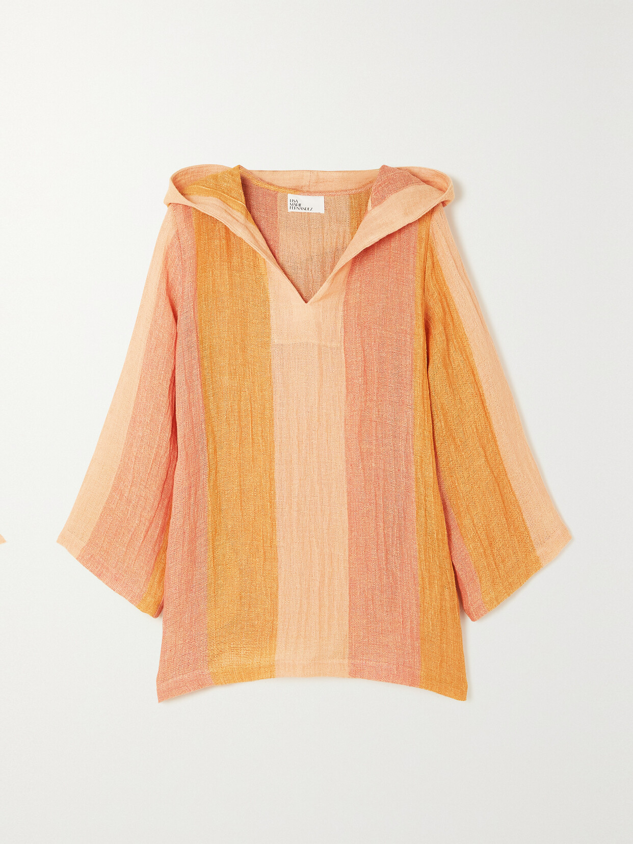 Lisa Marie Fernandez + Net Sustain Hooded Striped Linen-blend Gauze Coverup - Pink