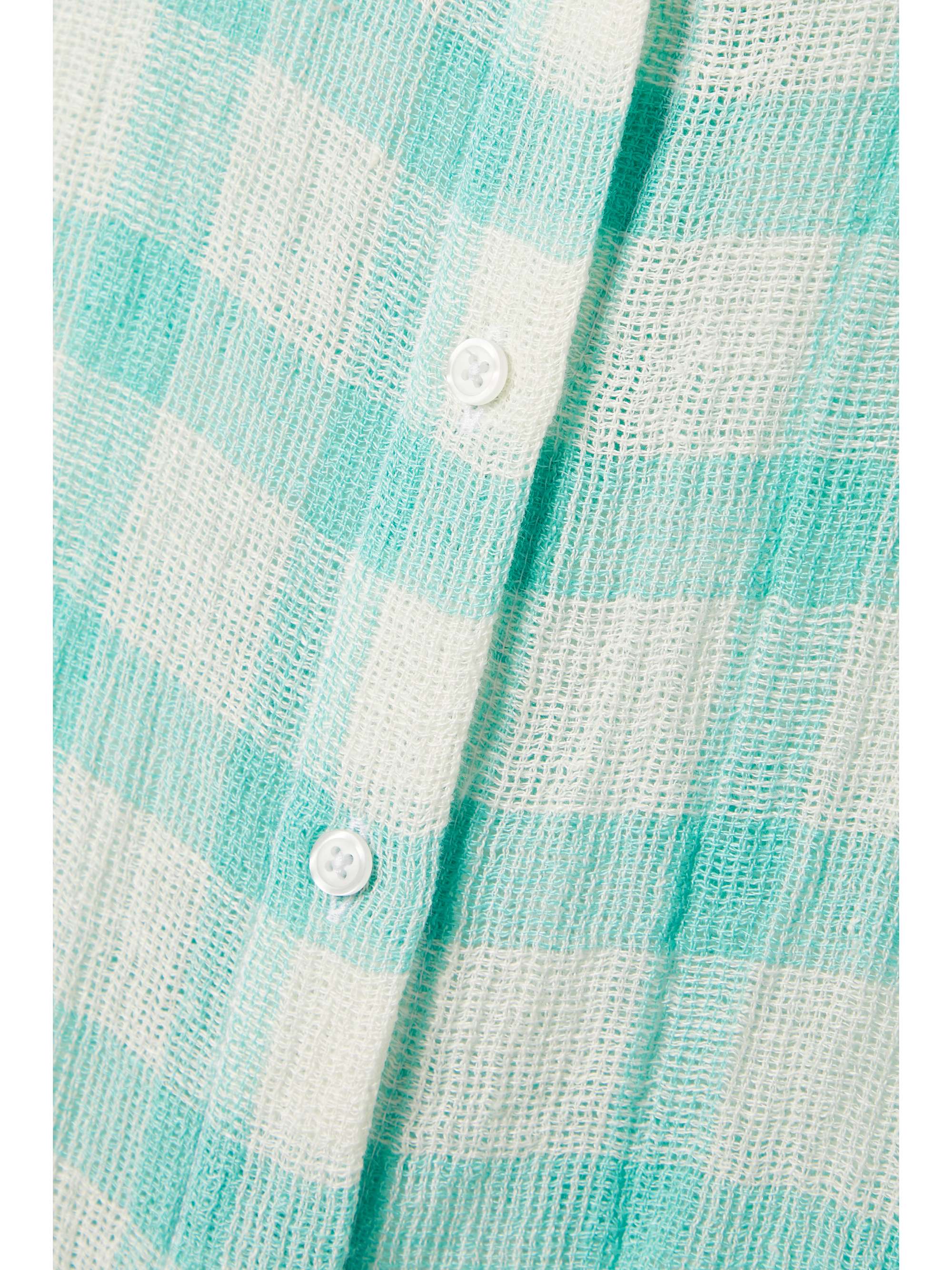 LISA MARIE FERNANDEZ + NET SUSTAIN belted checked linenblend gauze