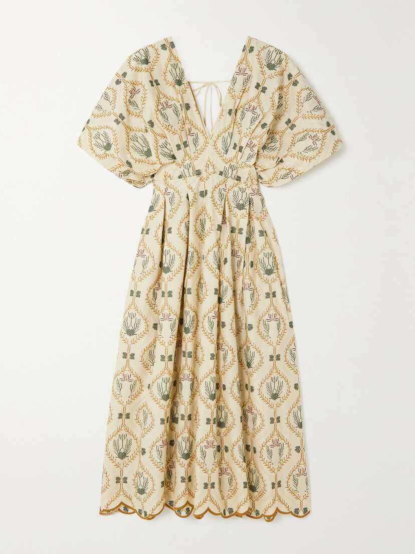 Agua by Agua Bendita + Net Sustain Federica Embroidered Organic Cotton-poplin Midi Dress