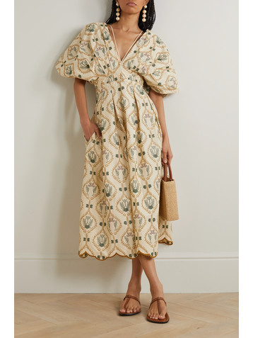 Agua by Agua Bendita + NET SUSTAIN Federica embroidered organic cotton-poplin midi dress
