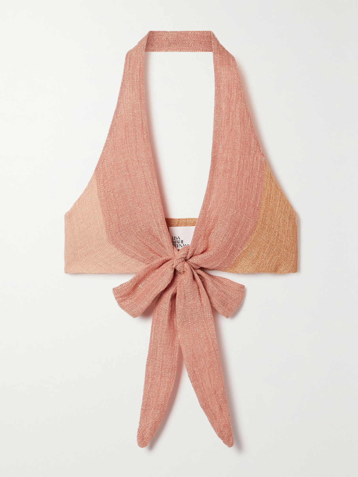 Lisa Marie Fernandez + Net Sustain Farrah Cropped Linen-blend Gauze Halterneck Top - Pink