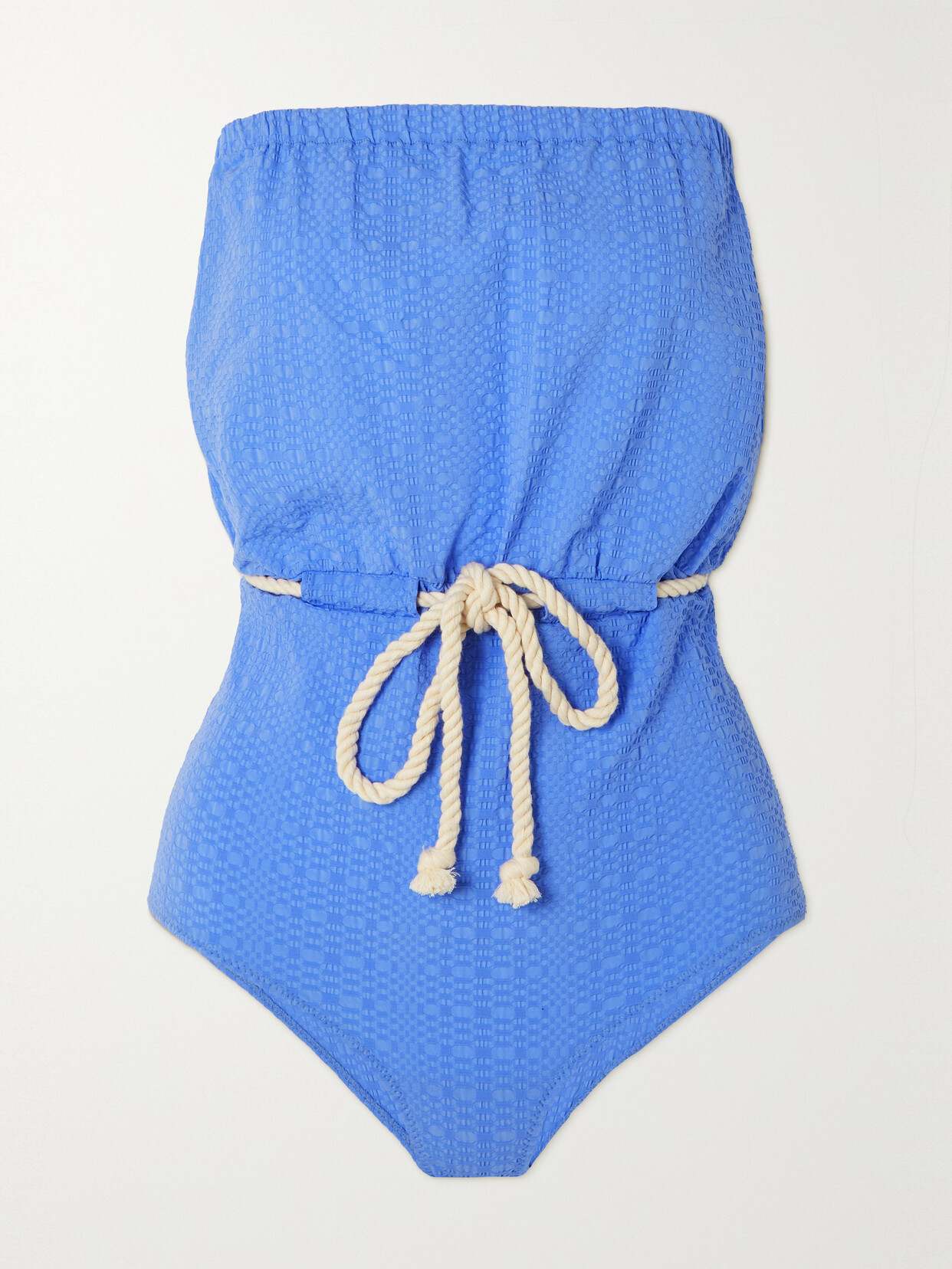 Lisa Marie Fernandez + Net Sustain Victor Strapless Rope-detailed Seersucker Swimsuit
