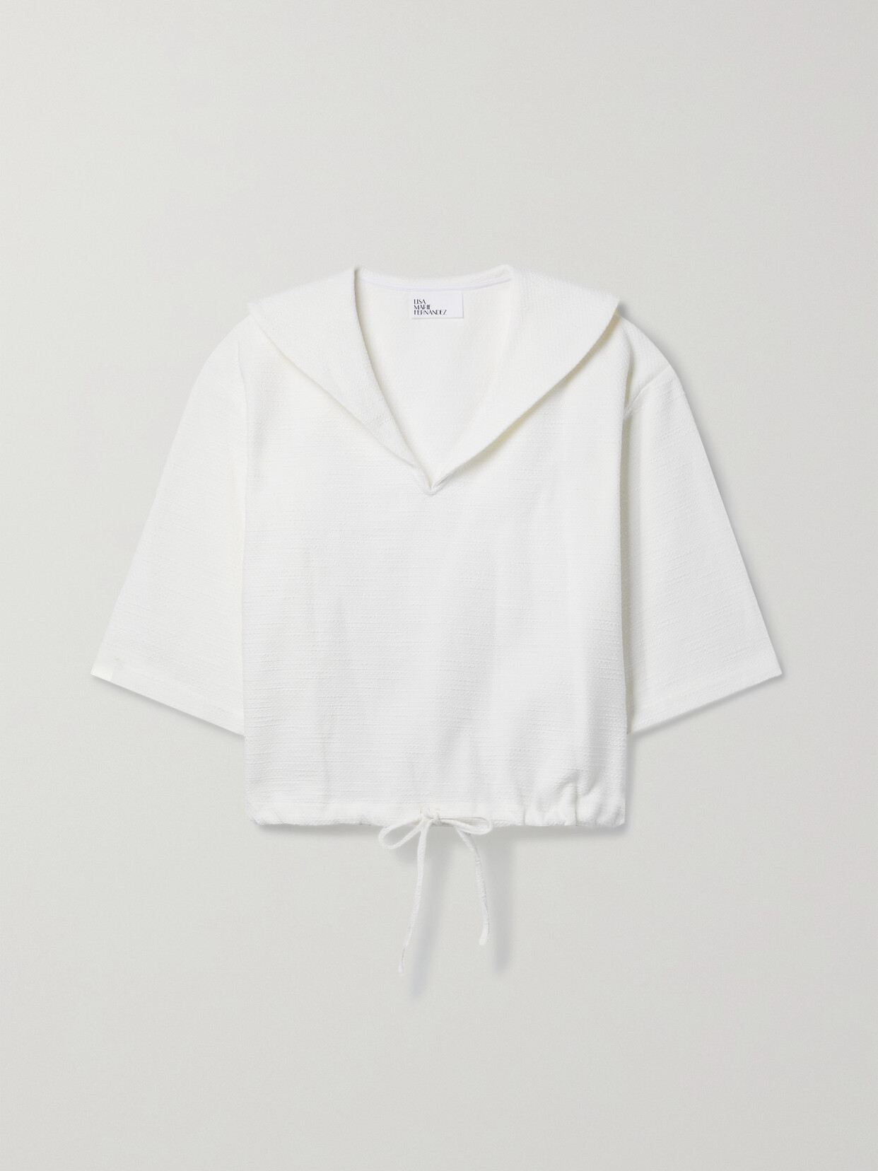 LISA MARIE FERNANDEZ + NET SUSTAIN SAILOR COTTON-BLEND BOUCLÉ TOP