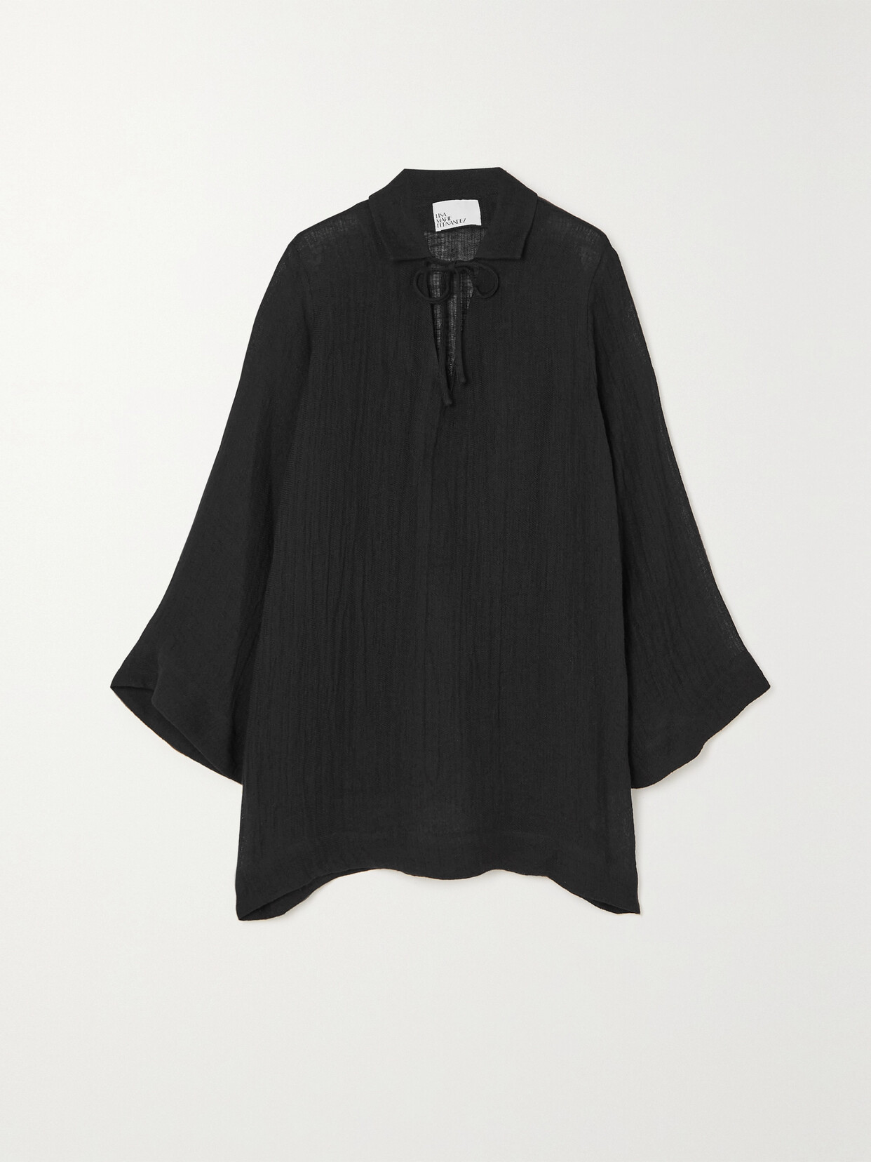 Lisa Marie Fernandez + Net Sustain Tie-detailed Crinkled Linen-blend Tunic - Black