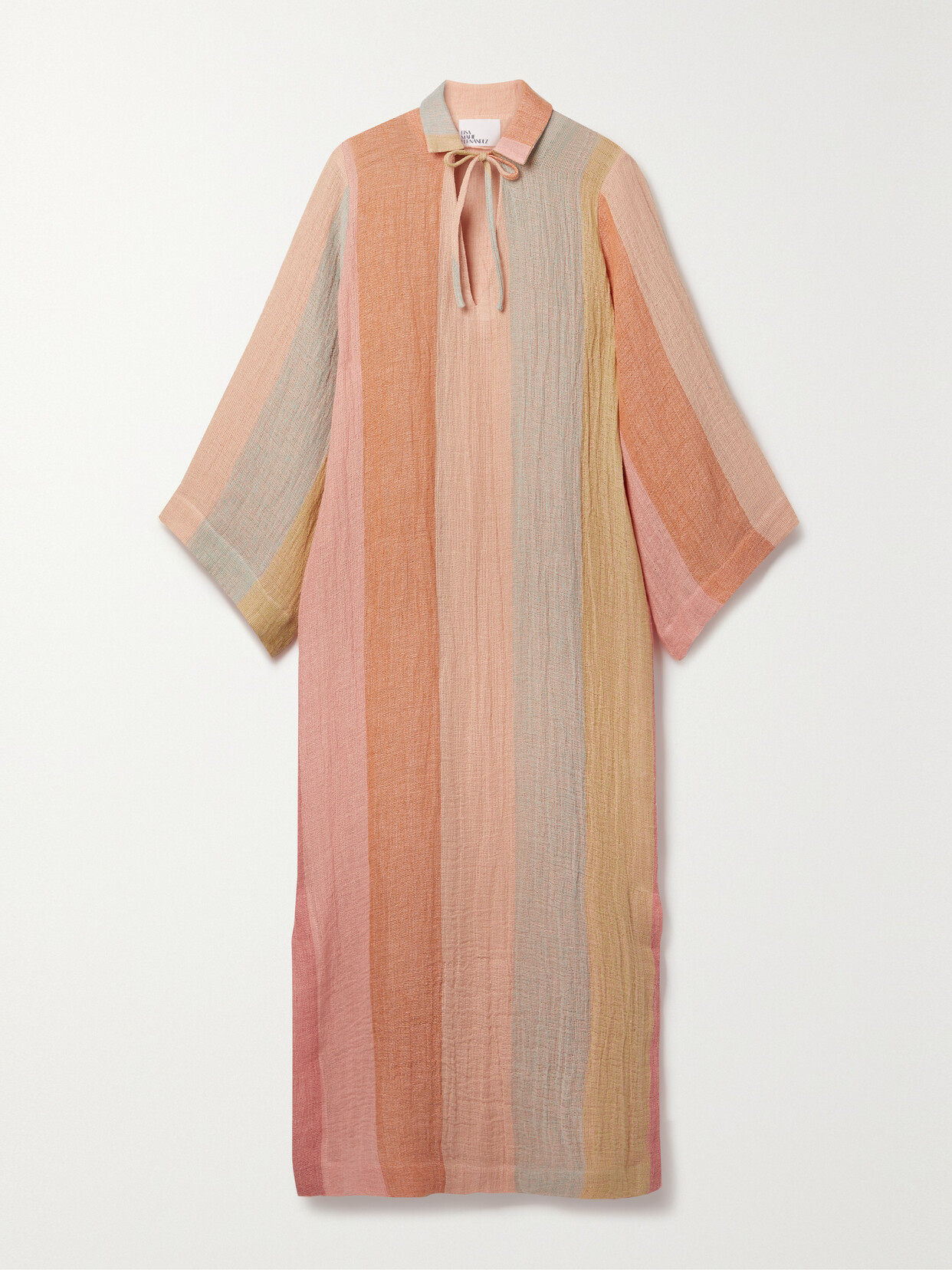 Lisa Marie Fernandez + Net Sustain Striped Linen-blend Gauze Kaftan - Pink