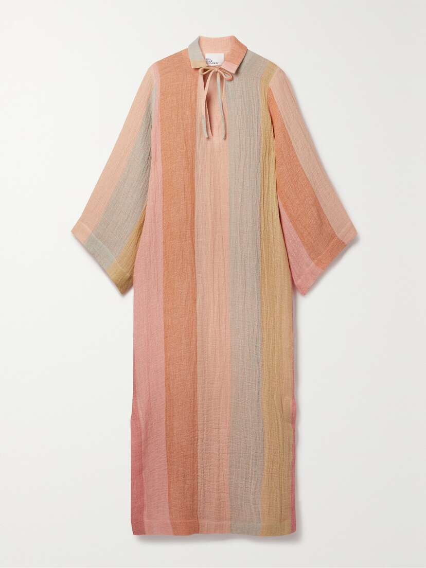 Lisa Marie Fernandez + Net Sustain Striped Linen-blend Gauze Kaftan