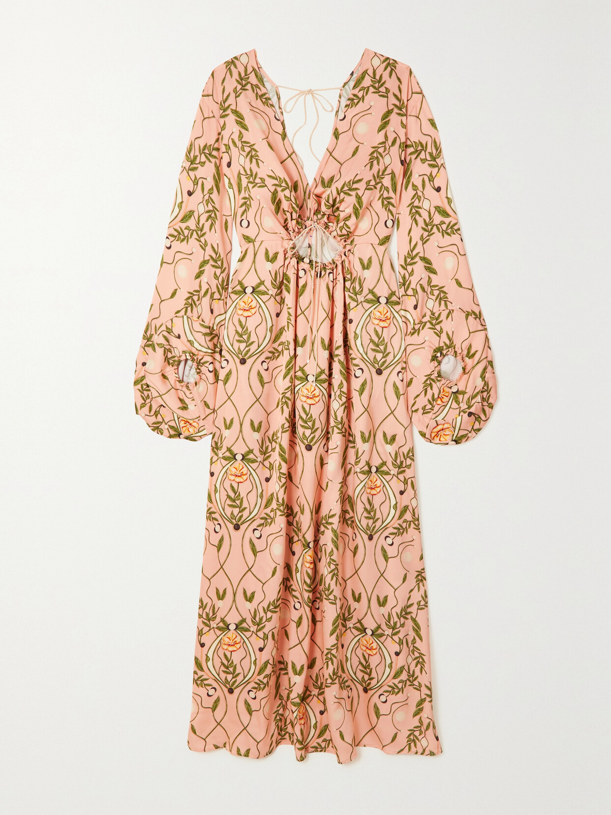 Agua by Agua Bendita + Net Sustain Francisca Lunar Cutout Printed Satin Maxi Dress - Pink