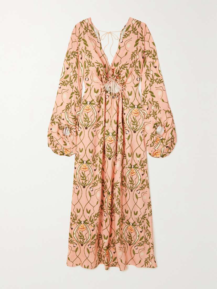 Agua by Agua Bendita + Net Sustain Francisca Lunar Cutout Printed Satin Maxi Dress - x large