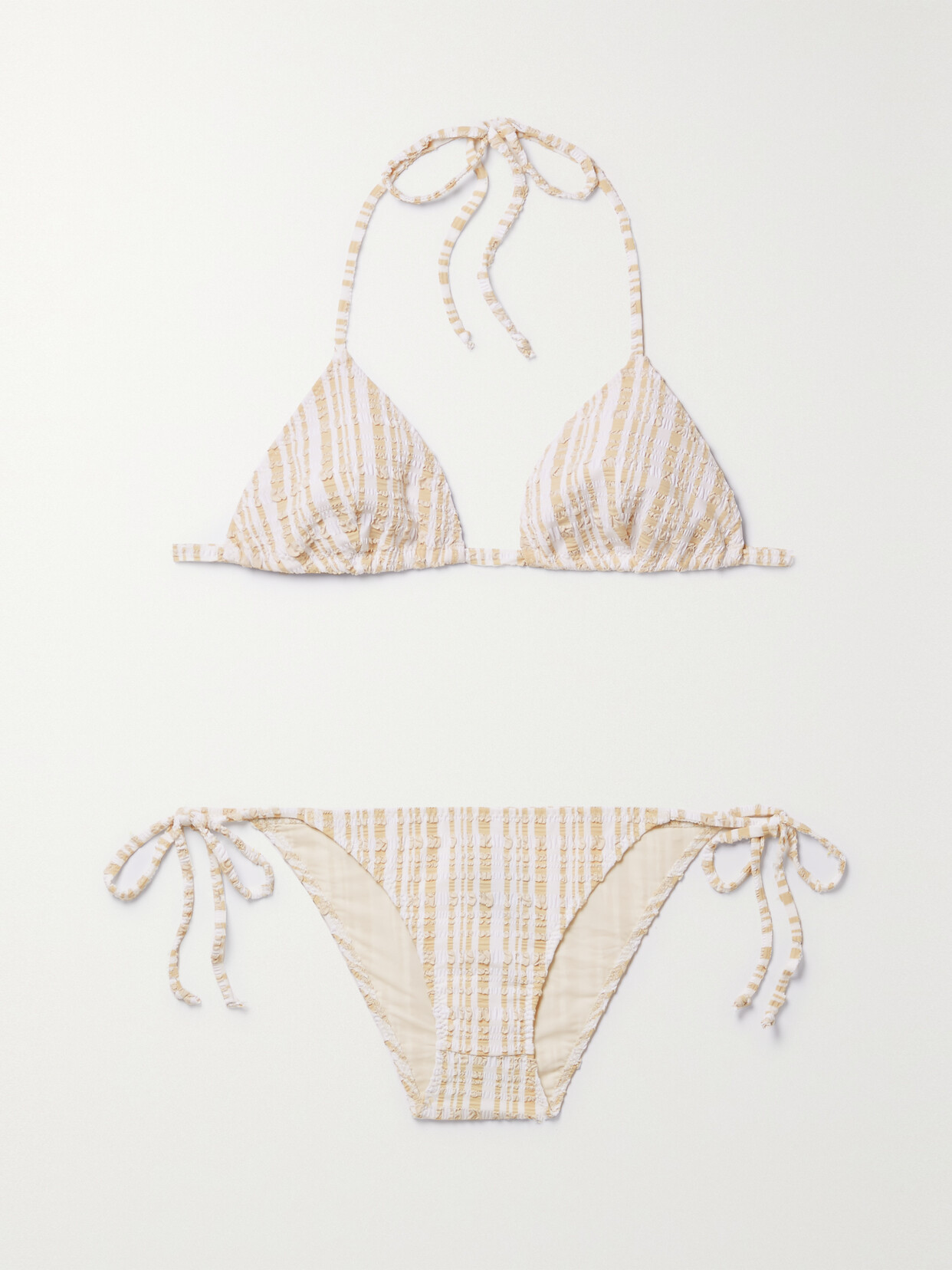 Lisa Marie Fernandez + Net Sustain Striped Seersucker Bikini - White