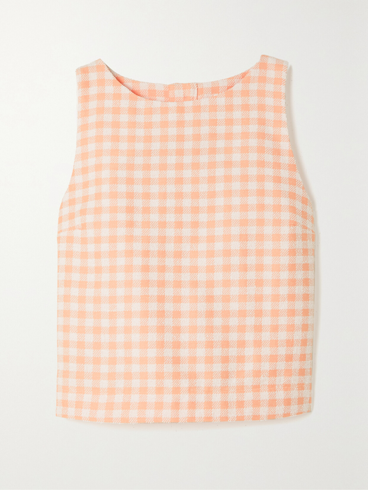 Lisa Marie Fernandez + Net Sustain Cropped Gingham Cotton-blend Bouclé Top - Pink