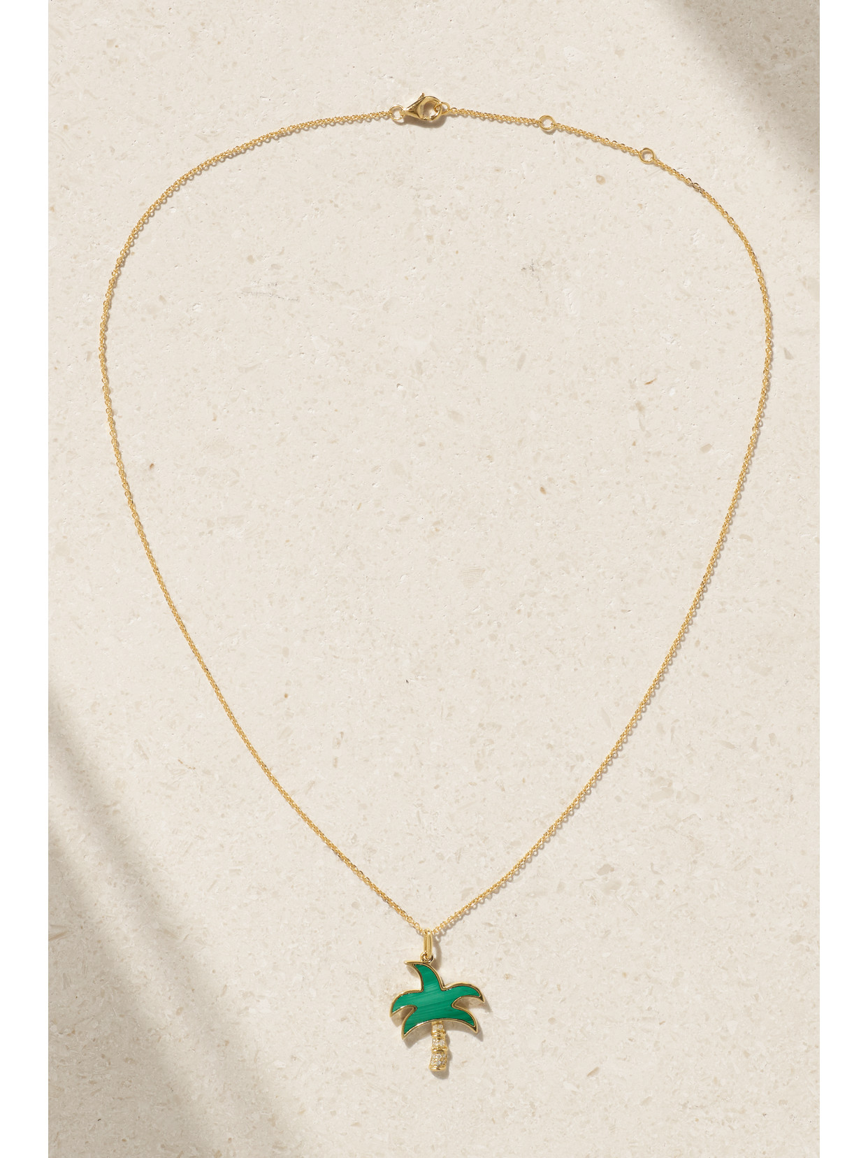 Shop Yvonne Léon 9-karat And 18-karat Gold, Malachite And Diamond Necklace