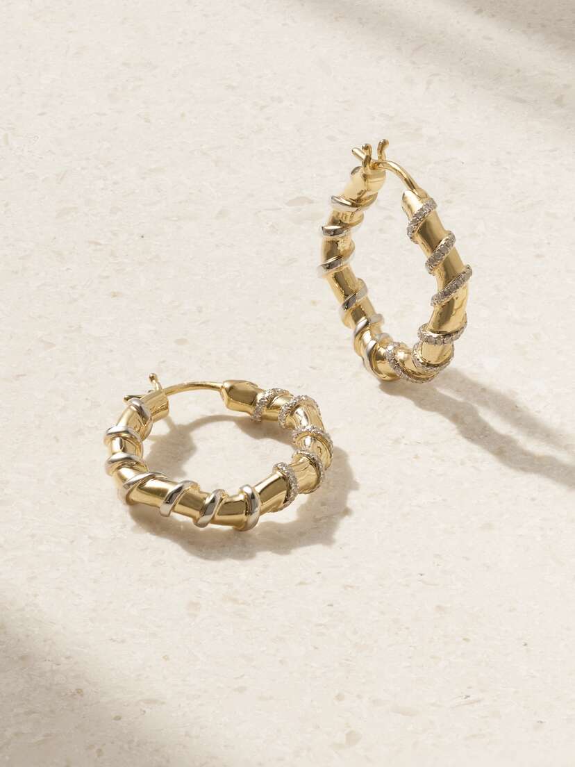 Yvonne Léon 9-karat Gold Diamond Hoop Earrings
