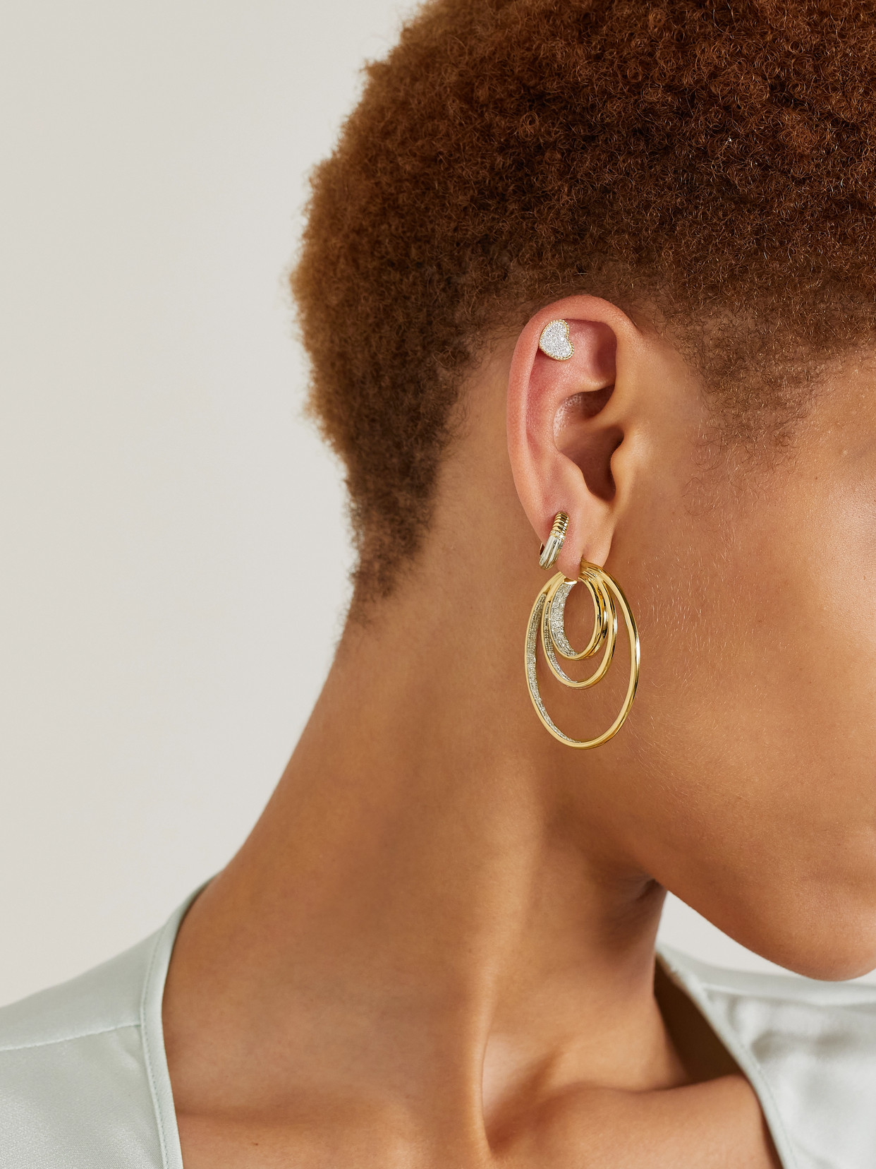 Shop Yvonne Léon 9-karat Gold Diamond Hoop Earrings