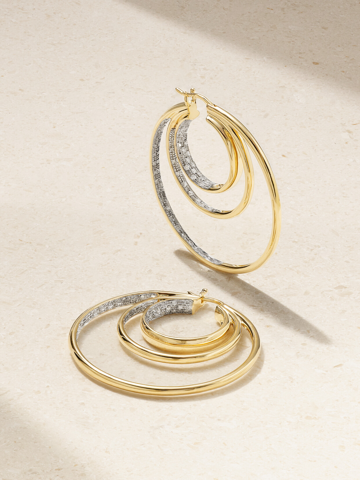Yvonne Léon - 9-karat Gold Diamond Hoop Earrings - One size