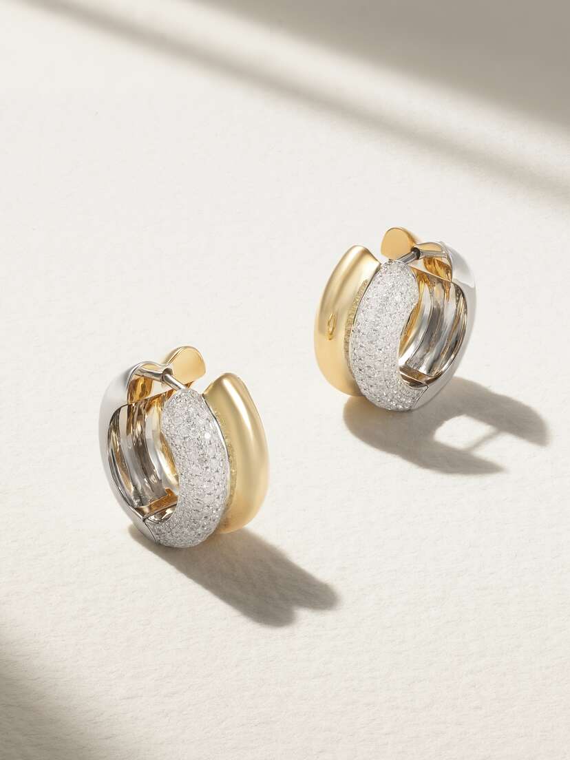 Yvonne Léon 9-karat White And Yellow Gold Diamond Earrings