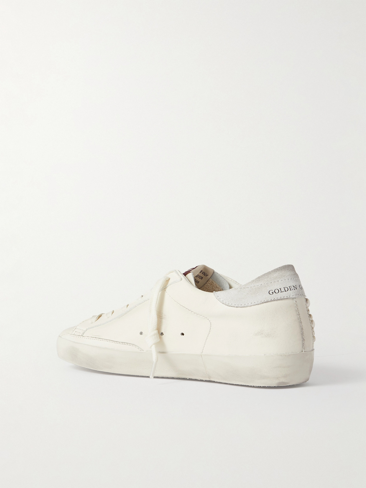 GOLDEN GOOSE SUPERSTAR PEARL-EMBELLISHED DISTRESSED LEATHER SNEAKERS