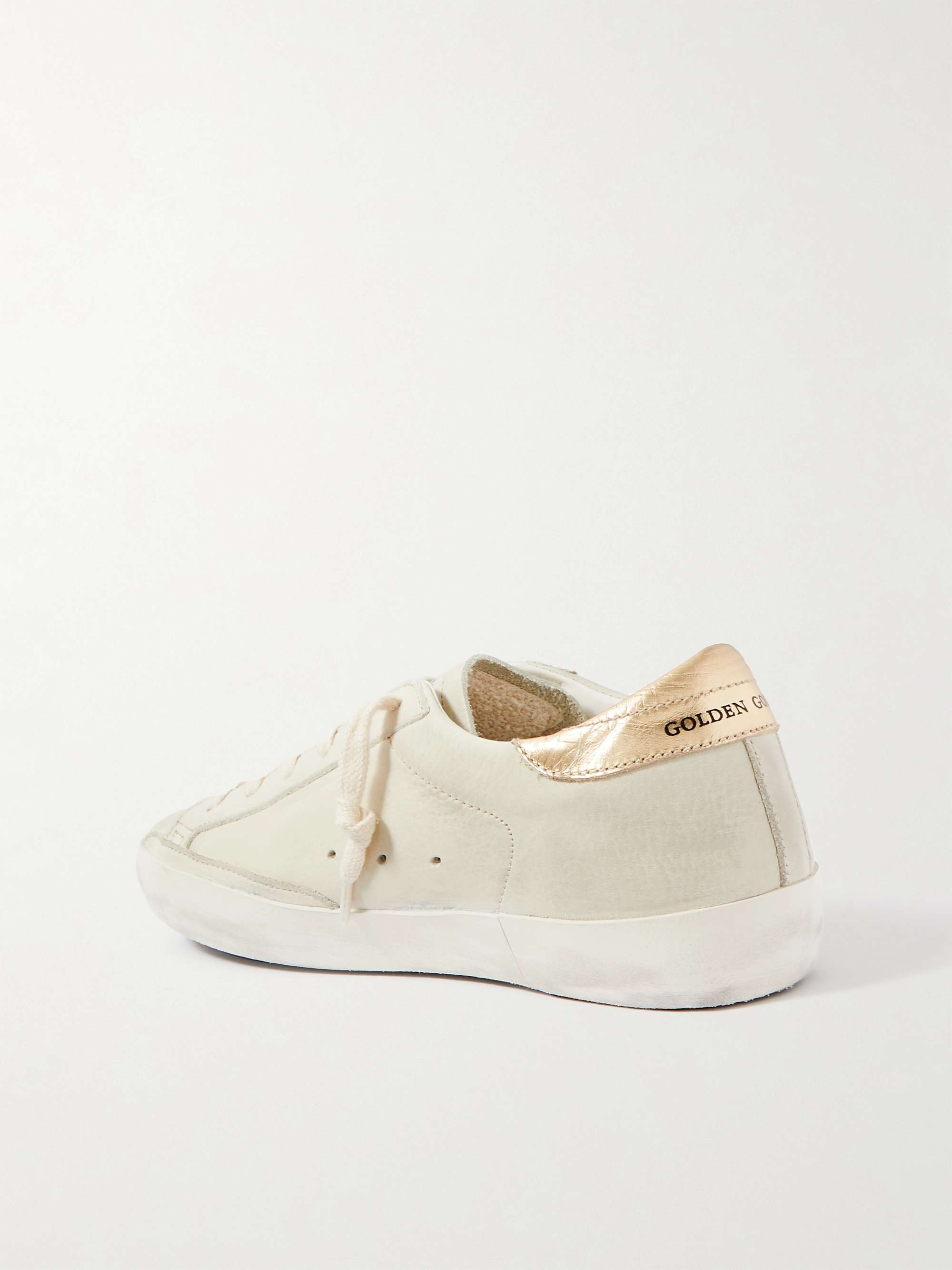 GOLDEN GOOSE Superstar crystal-embellished distressed leather sneakers ...