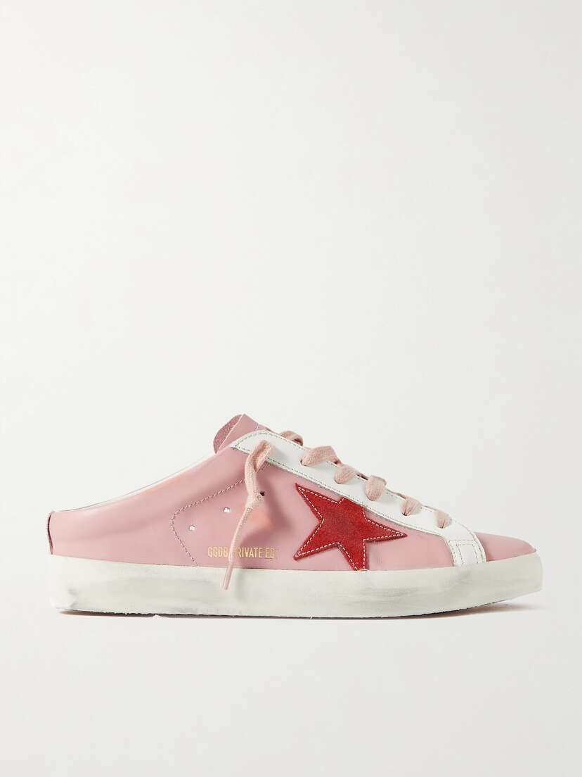 Golden Goose Super-star Sabot Distressed Suede-trimmed Leather Slip-on Sneakers
